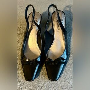 Life Stride Glossy Black Slingback Heels